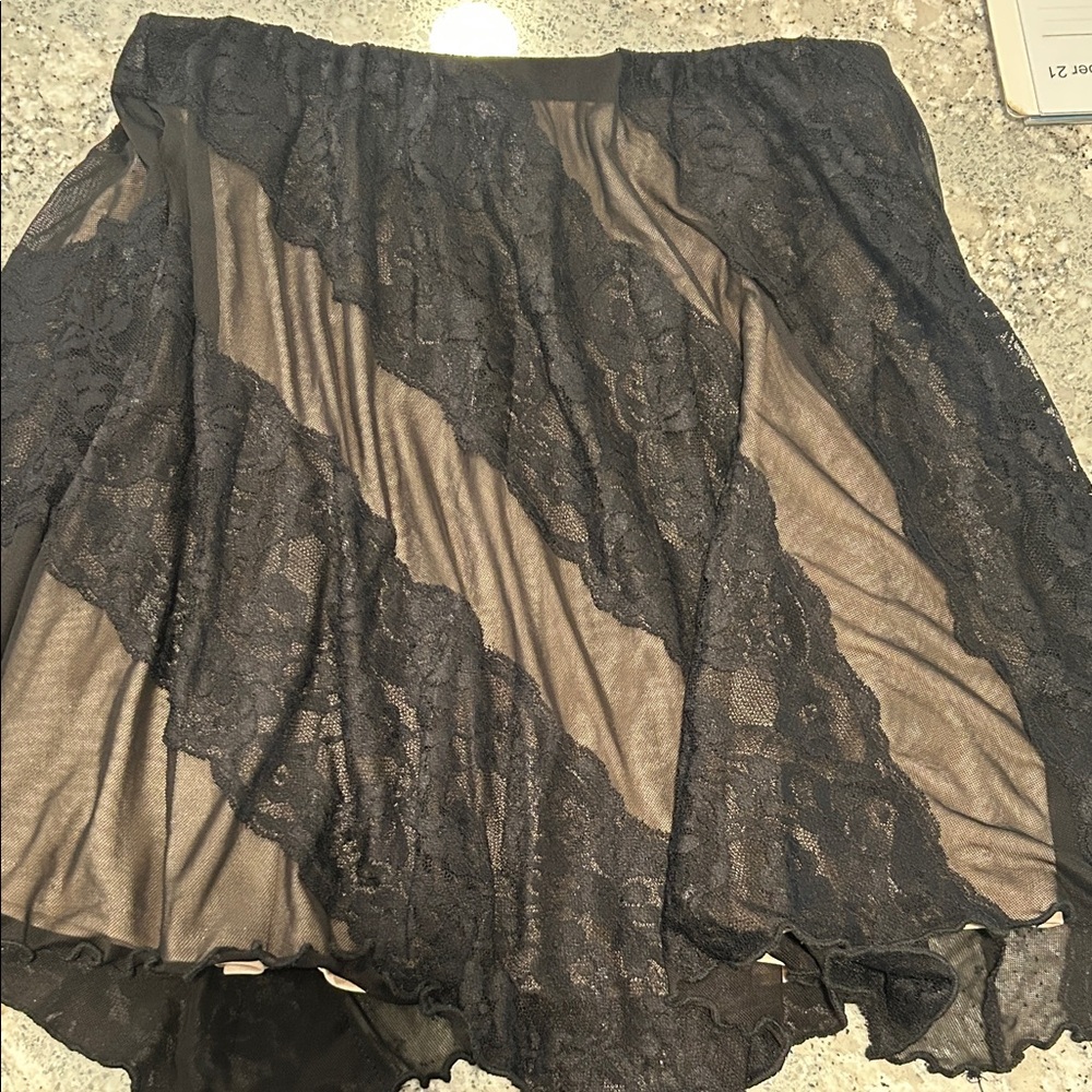 Forever 21 Black Sheer Lace Mini Skirt